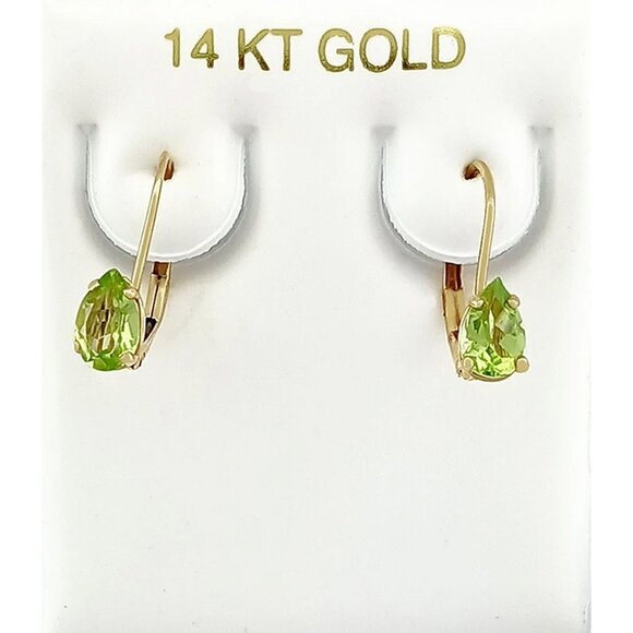 GENUINE 0.84 Cts PERIDOTS DANGLING EARRINGS 14K GOLD